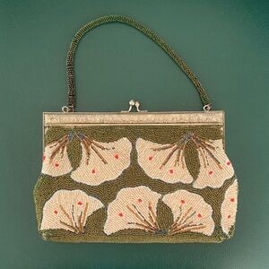 Unique Vintage Floral Beaded Clutch Handbag